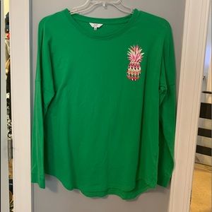 Crown & Ivy pineapple long sleeve shirt. Medium